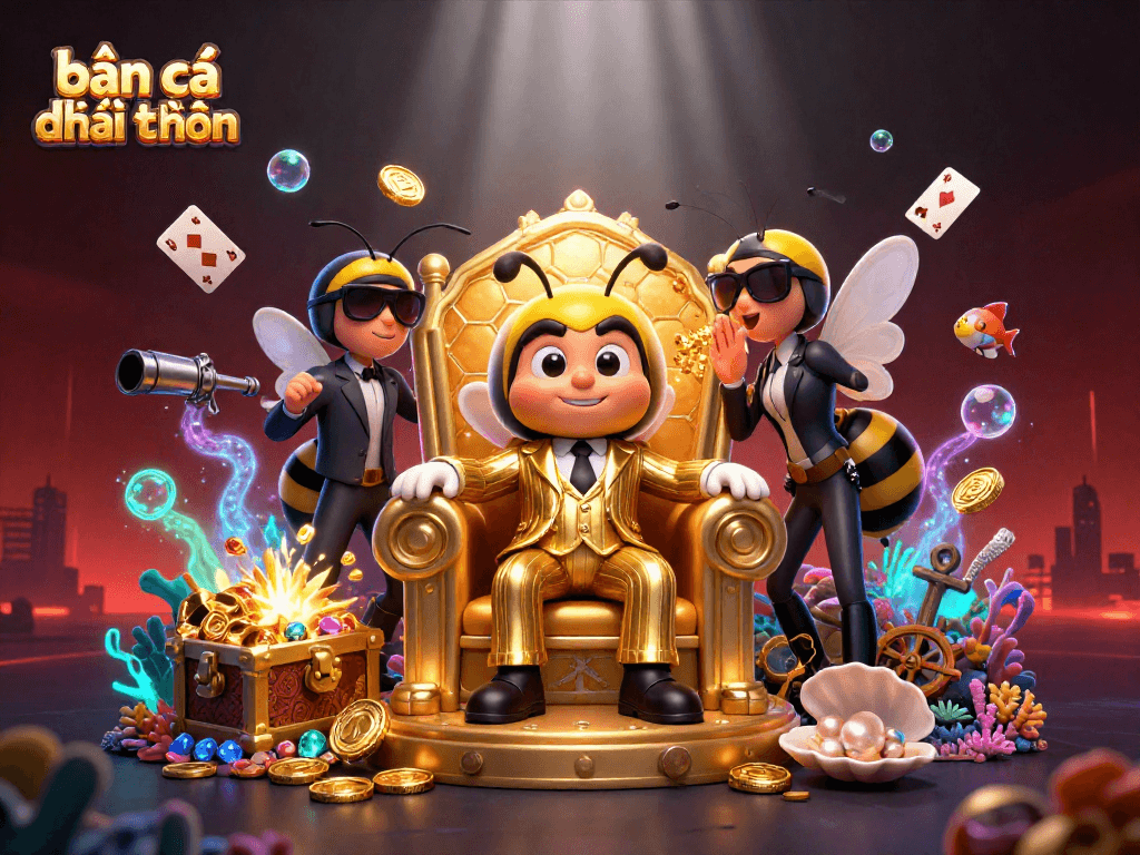 Shoot fish for rewards in this vibrant bắn cá đổi thưởng underwater scene full of treasure and action.
