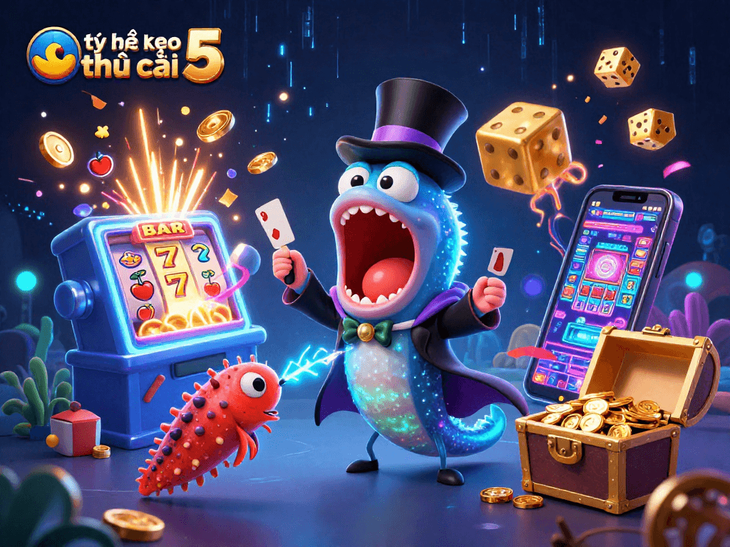 Experience the thrill of tỷ lệ kèo nhà cái 5 with vibrant casino characters and magical elements.