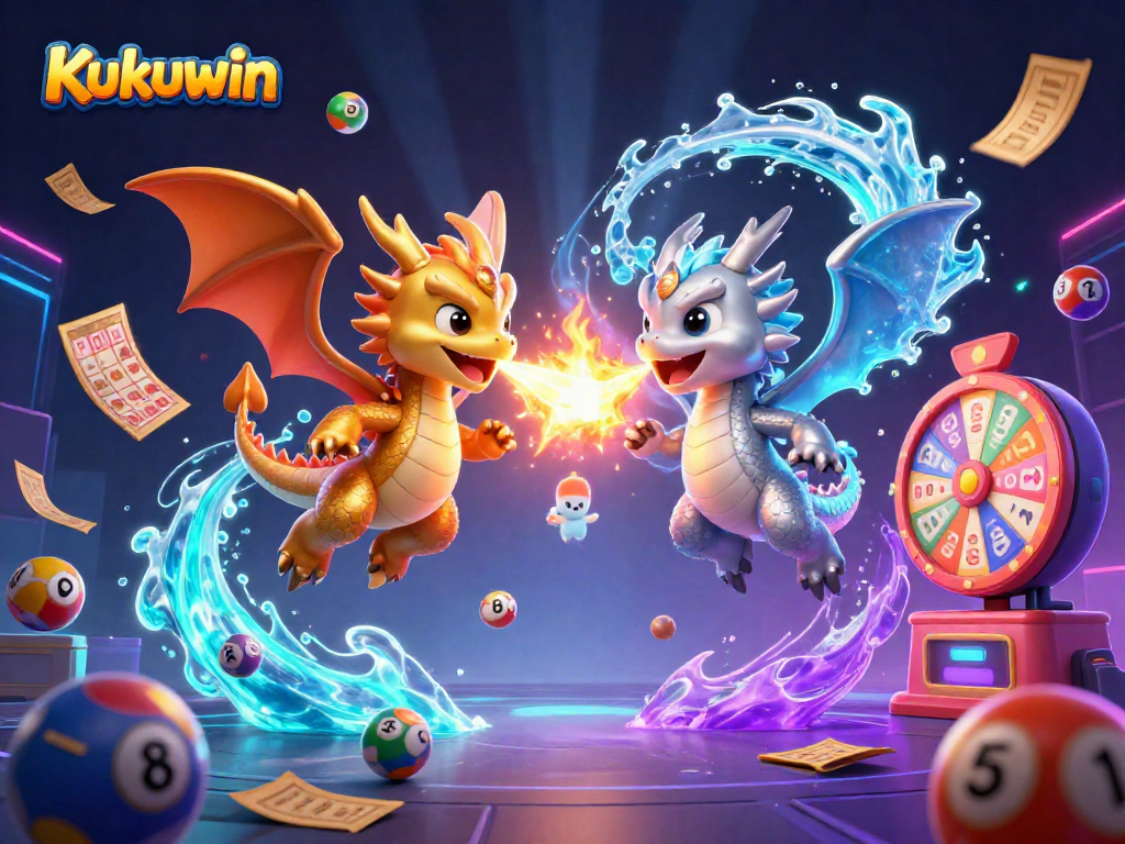 Kukuwin showcases a dynamic scene featuring dragons and colorful casino elements for an engaging gaming experience.