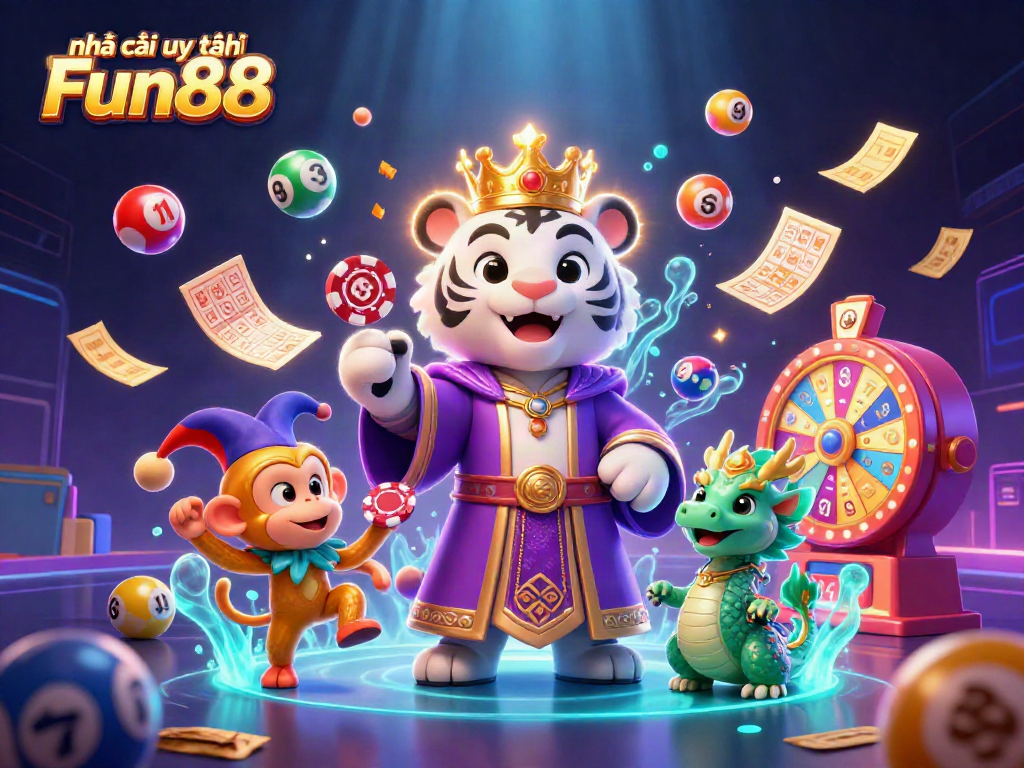 Engage in the vibrant world of Nhà cái uy tín Fun88, featuring animated characters and thrilling casino elements.