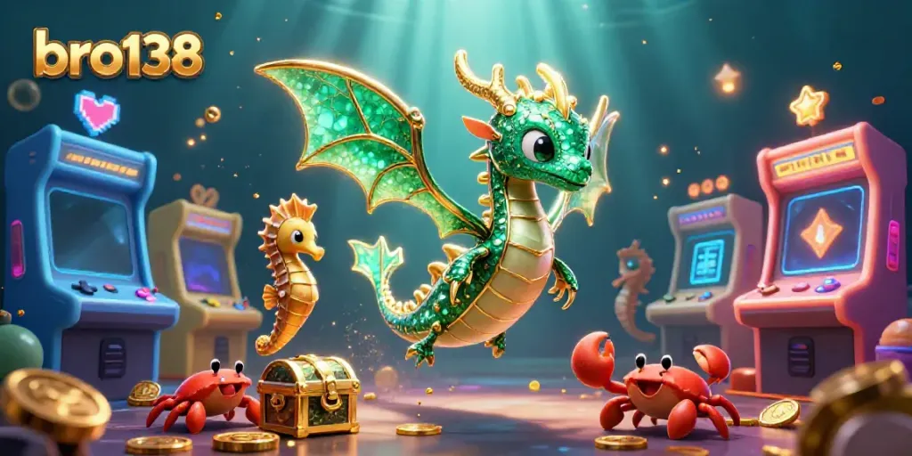Engage with bro138's electric gaming experience featuring a vibrant sea dragon and dazzling prizes.
