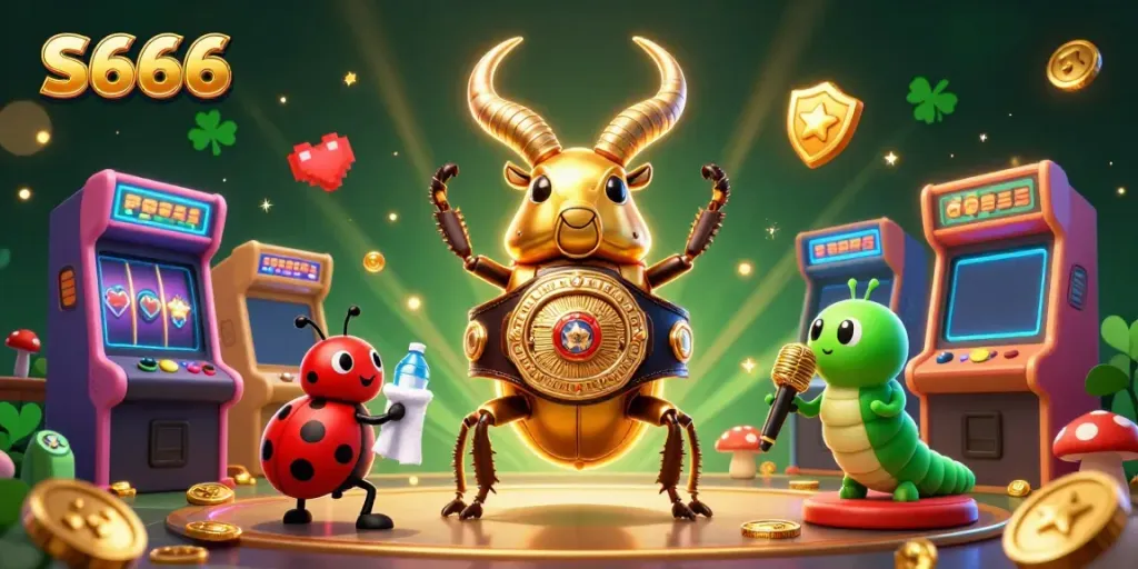 Experience the excitement of S666 with lively characters in a bustling casino scene.