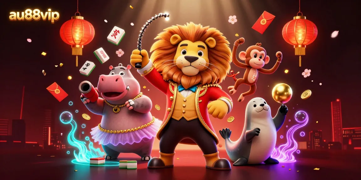 Join the fun and excitement at au88vip with charismatic characters and vibrant casino elements in this lively illustration.