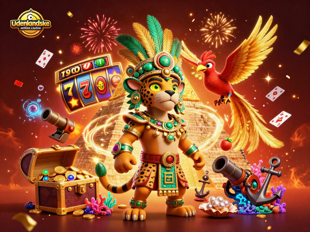 Engage in exciting udenlandske online casino gaming with vibrant slot elements and a mystical backdrop.