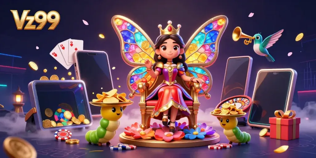 Experience vibrant gaming fun with Vz99 in this ultra-detailed casino-themed illustration.