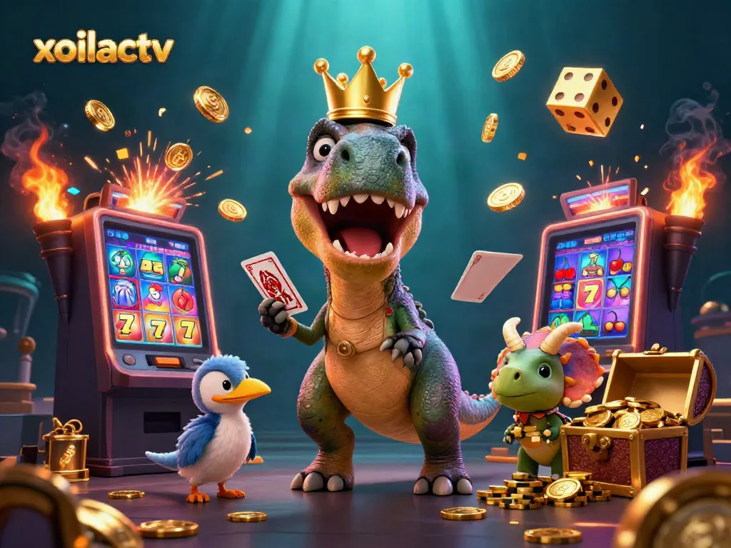 Experience the thrill of winning with xoilactv's engaging online casino scene featuring cartoon characters.