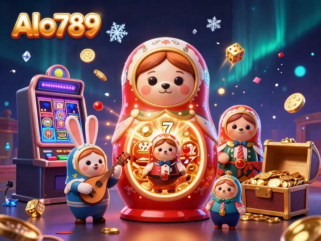 Experience the thrilling world of Alo789 with cartoon bears and casino excitement overflowing with gold coins!