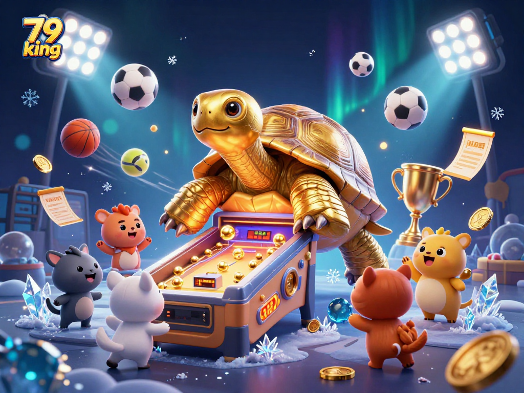 79 king showcases a vibrant 3D casino scene with dynamic sports betting elements and excited animal players.
