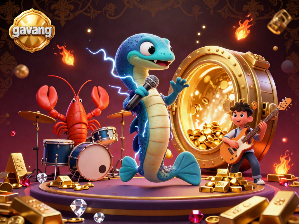 Experience the excitement of gavang in this vibrant underwater casino DJ scene featuring dynamic sea creatures.