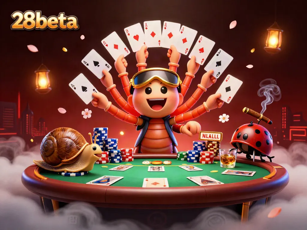 Engage in thrilling gameplay at 28beta with a lively cartoon casino scene featuring dynamic card dealer action.