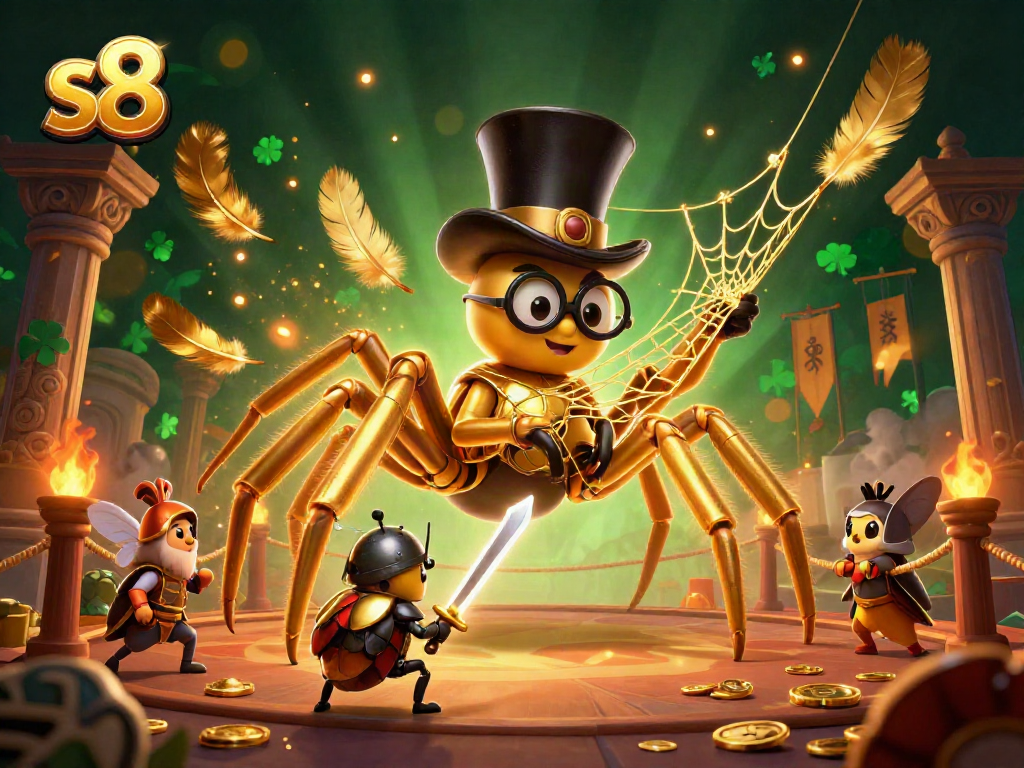 Experience exciting gameplay with S8's thrilling golden casino scene featuring animated characters.