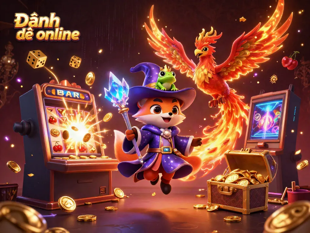 Experience exhilarating Đánh đề online excitement with vibrant casino elements and enchanting characters in a magical illustration.
