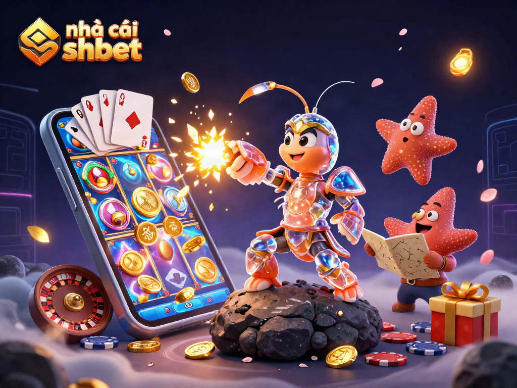 Play games and win at nhà cái shbet with a vibrant 3D casino scene featuring rich visual elements.