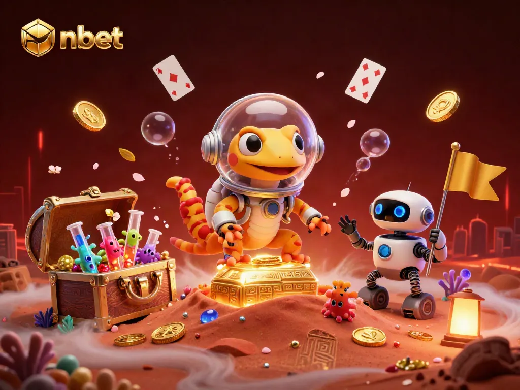 Experience the excitement of nbet's golden casino adventure with a Martian gecko and its rover buddy!