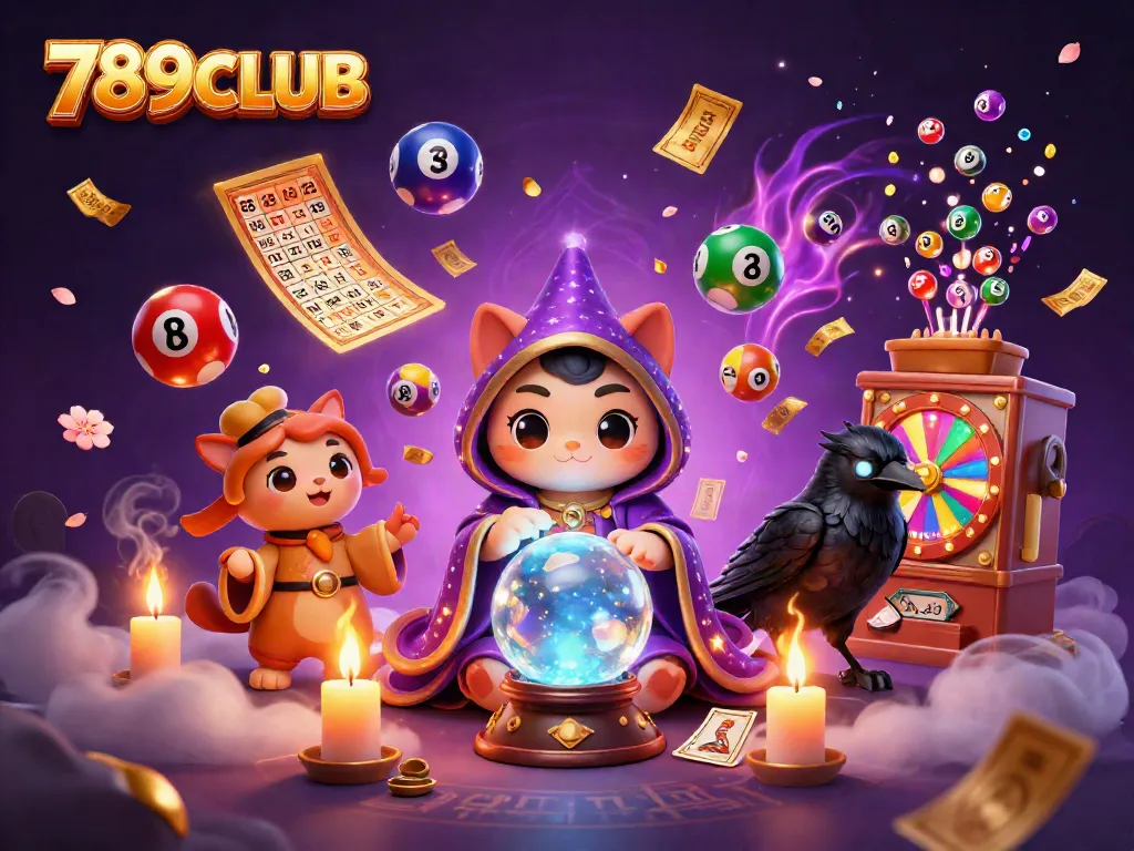 Engage with 789CLUB and experience vibrant lottery dynamics in a mystical casino scene.