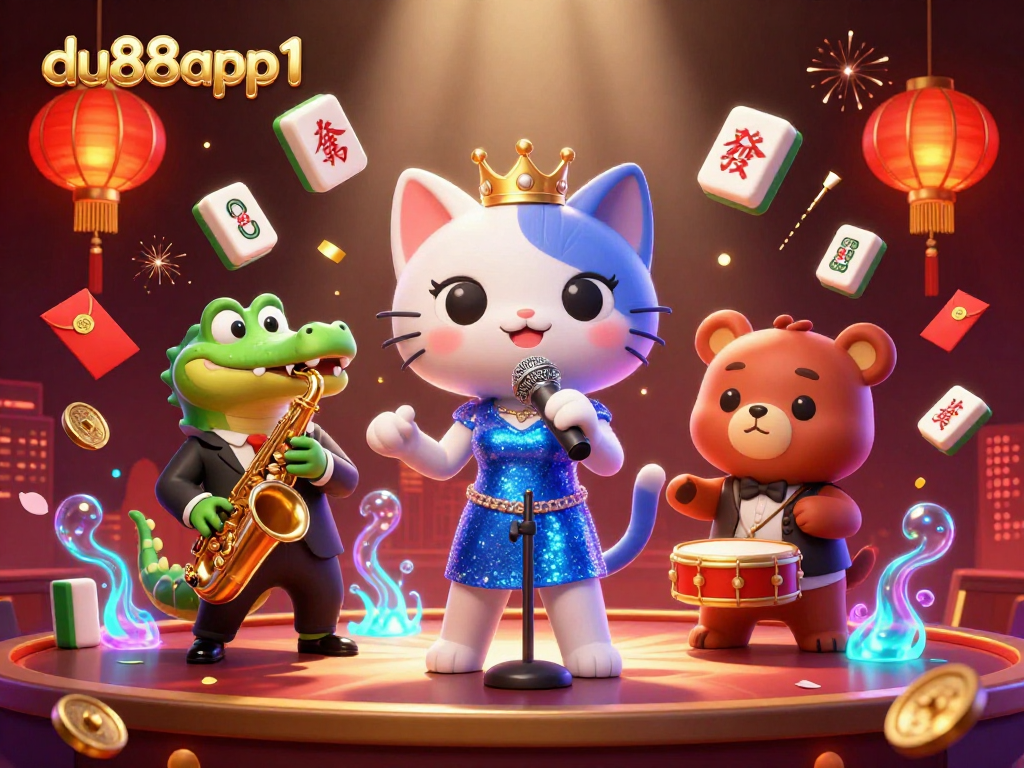 Experience vibrant gaming energy with du88app1 featuring musical casino characters and festive elements.