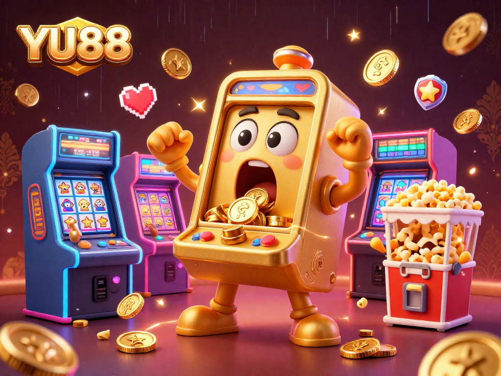 Experience the excitement of YU88 with vibrant animations, golden slot machine jackpots, and colorful gaming elements.