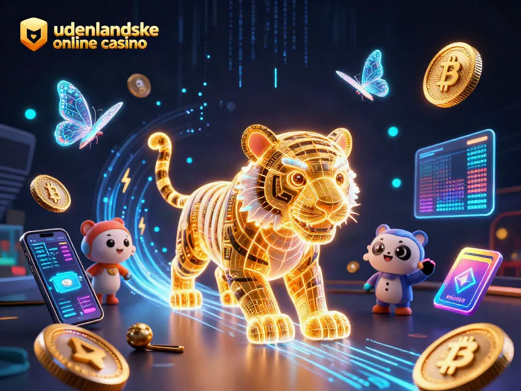 Engage with udenlandske online casino featuring a radiant golden tiger in a digital world of crypto riches.