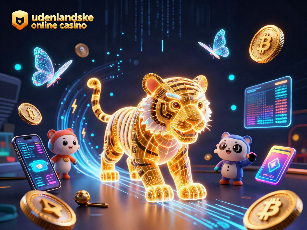 Engage with udenlandske online casino featuring a radiant golden tiger in a digital world of crypto riches.
