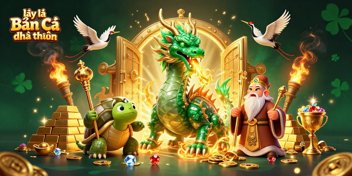 Engage in the vibrant world of lại là Bắn cá đổi thưởng with dragon and treasure elements.