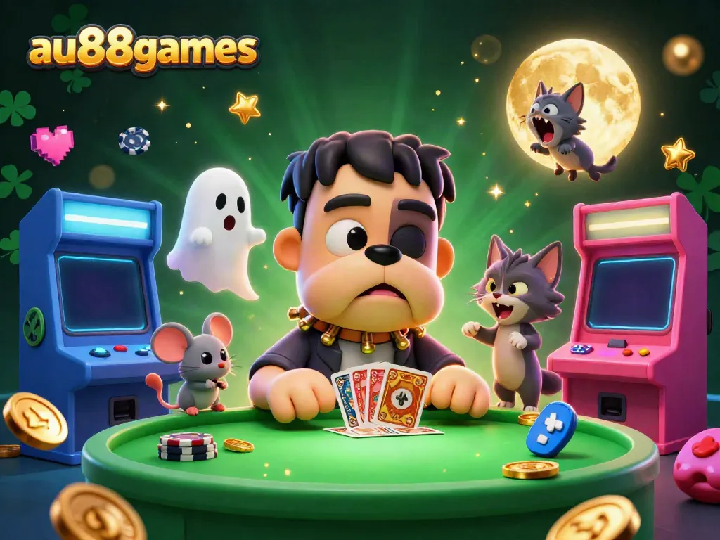 Experience thrilling card games at au88games with unique character designs and vibrant casino elements.