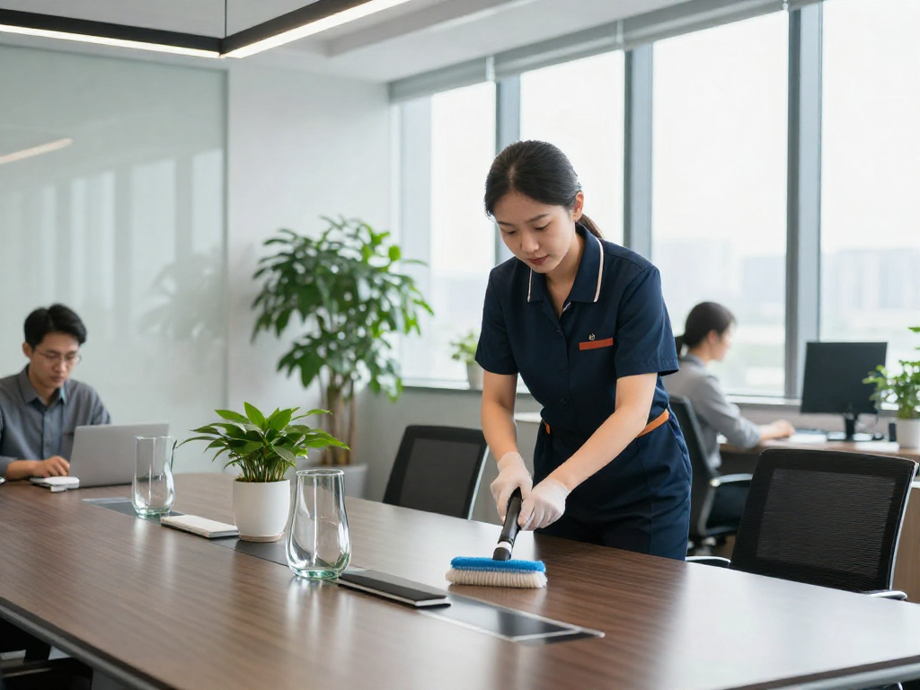 Büroreinigung Göttingen: Professionelle Reinigungskräfte reinigen ein modernes Büro mit frischem Look und gepflegter Atmosphäre.
