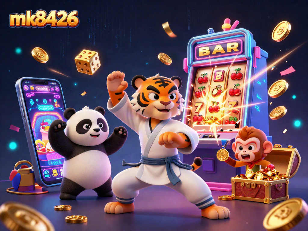 Engage with the thrilling mk8426 experience as the kung fu tiger leads a lively casino scene filled with jackpots and excitement.